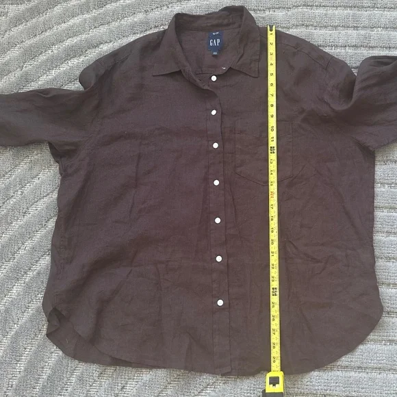 GAP - 100% Linen Brown Button Shirt - Lightweight Summer Casual - Size XL - Picture 12 of 16